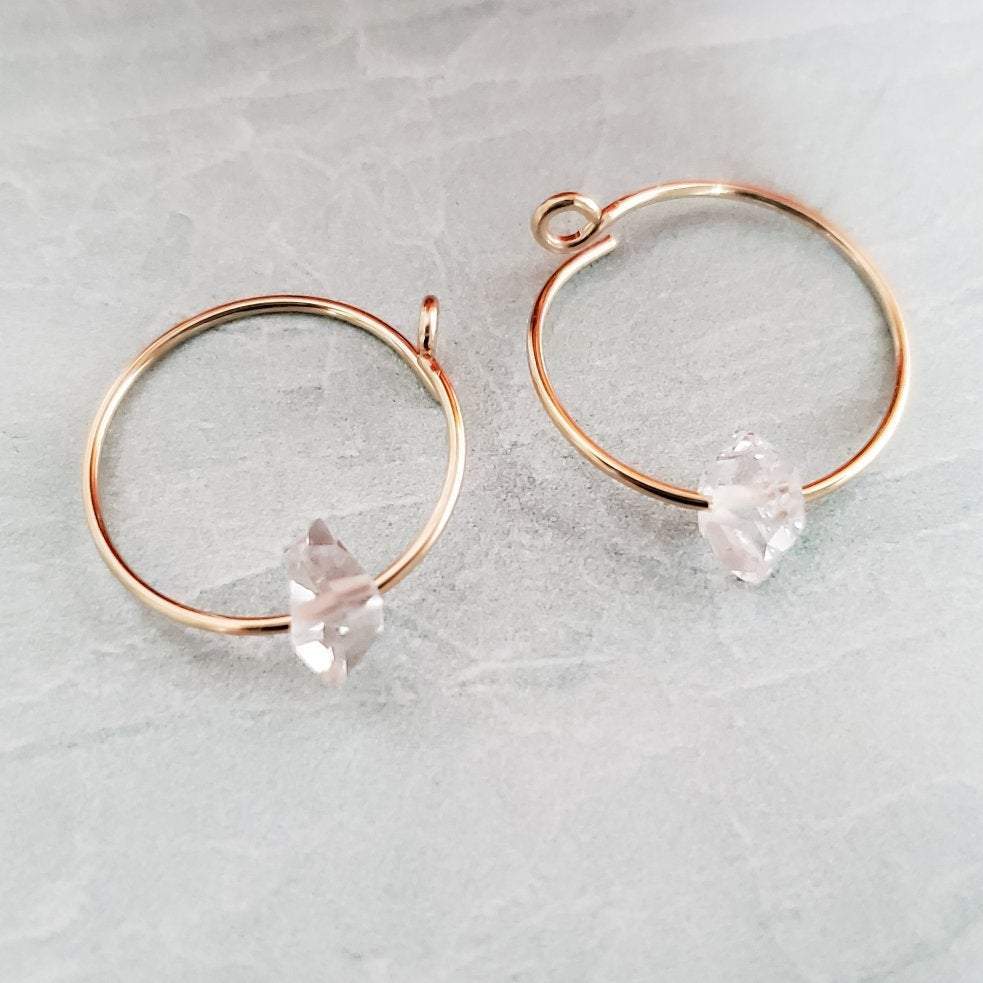 Dainty Herkimer Crystal Hoop Earrings Crystal Earrings La Vie Bien Dainty Herkimer Crystal Hoop Earrings