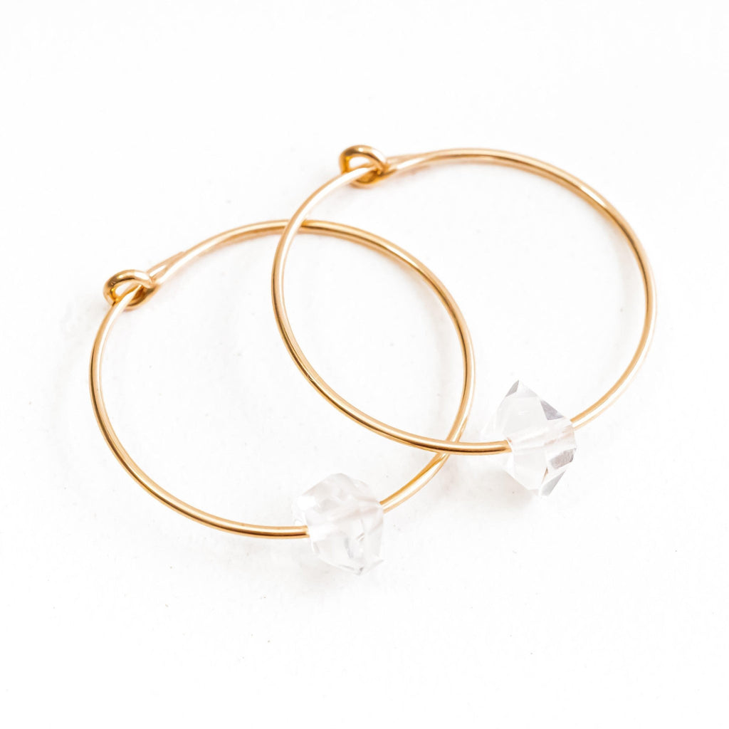 Dainty Herkimer Crystal Hoop Earrings Crystal Earrings La Vie Bien Dainty Herkimer Crystal Hoop Earrings