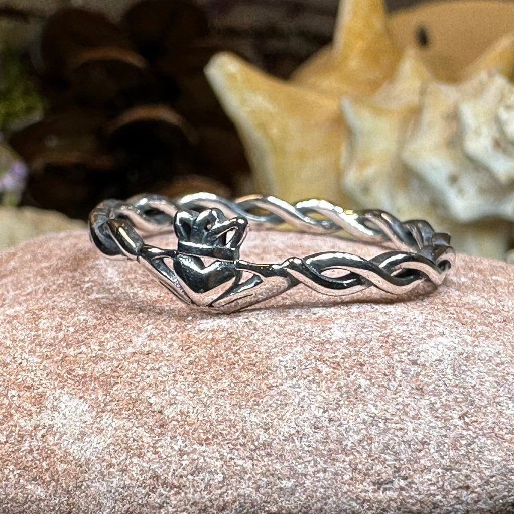 Dainty Irish Claddagh Ring in Sterling Silver Ring La Vie Bien Dainty Irish Claddagh Ring in Sterling Silver