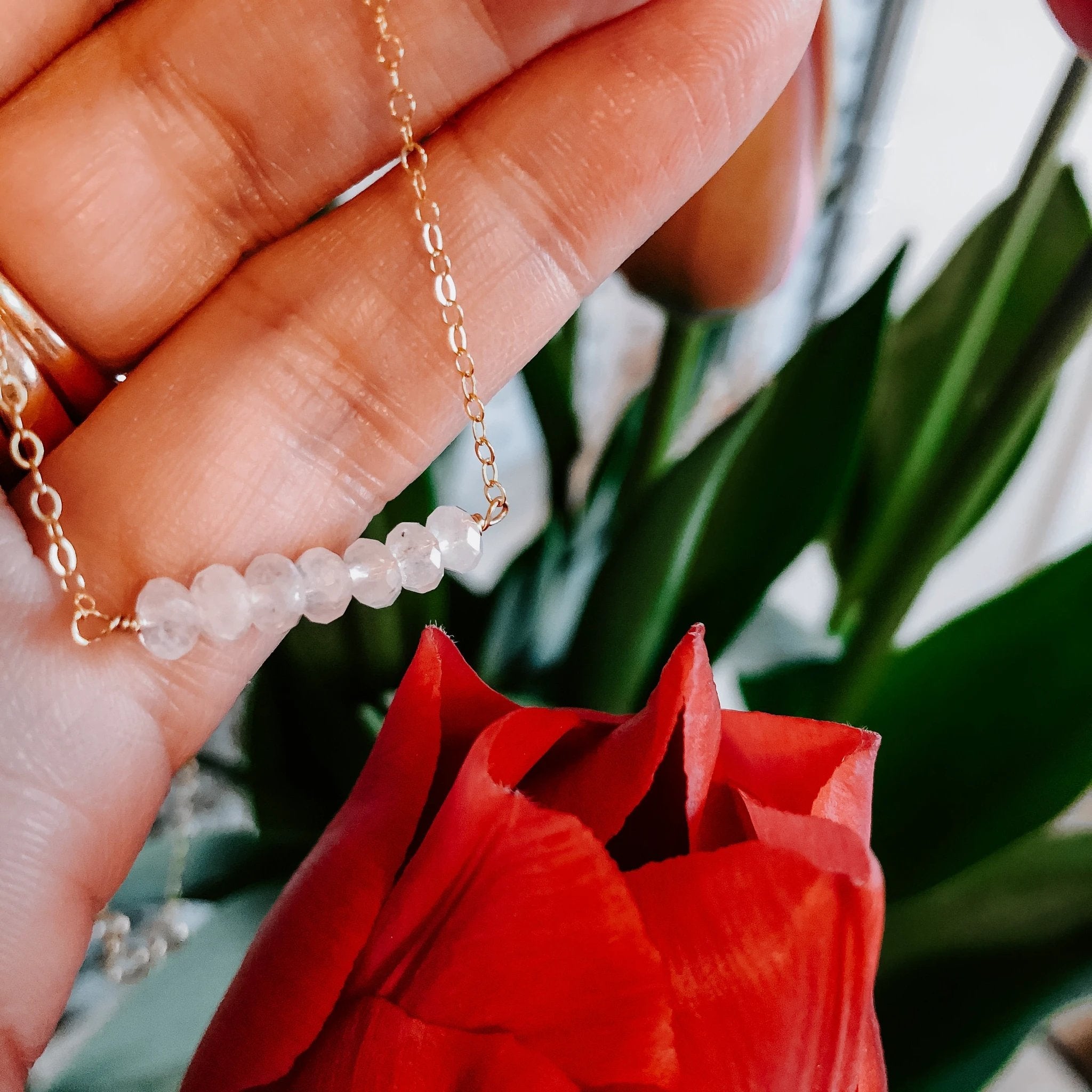 Dainty Moonstone Necklace by Derive Jewelry