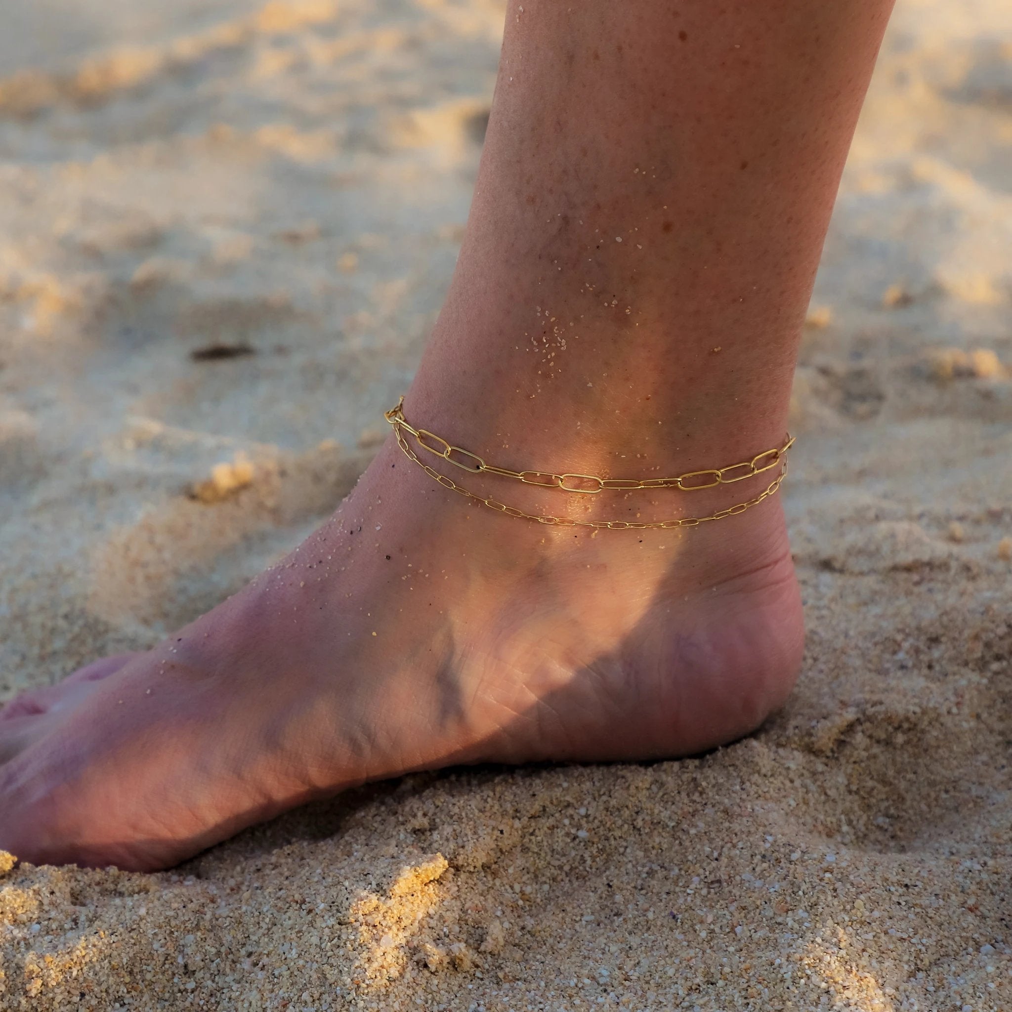 Dainty Paperclip Chain Anklet by Derive Jewelry