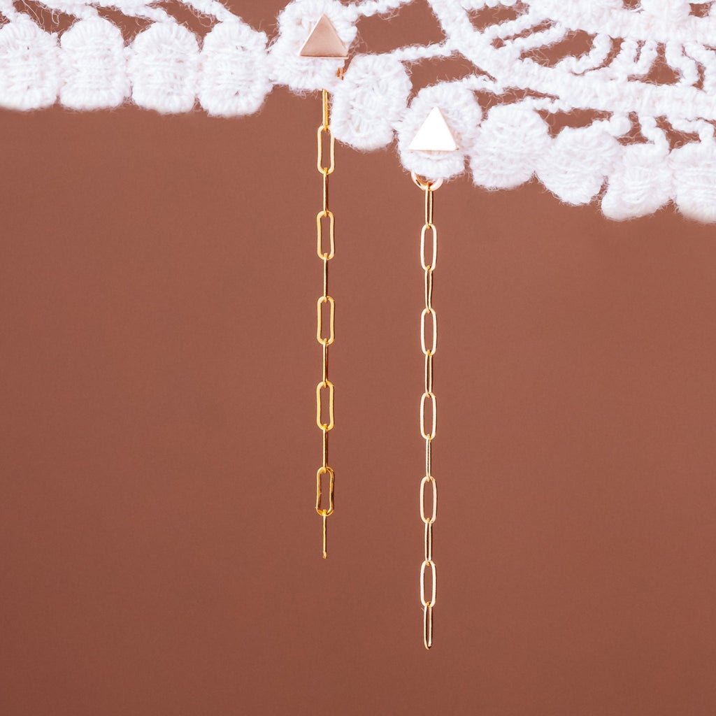 Dainty Rectangle Dangle Gold Earrings Earrings La Vie Bien Dainty Rectangle Dangle Gold Earrings