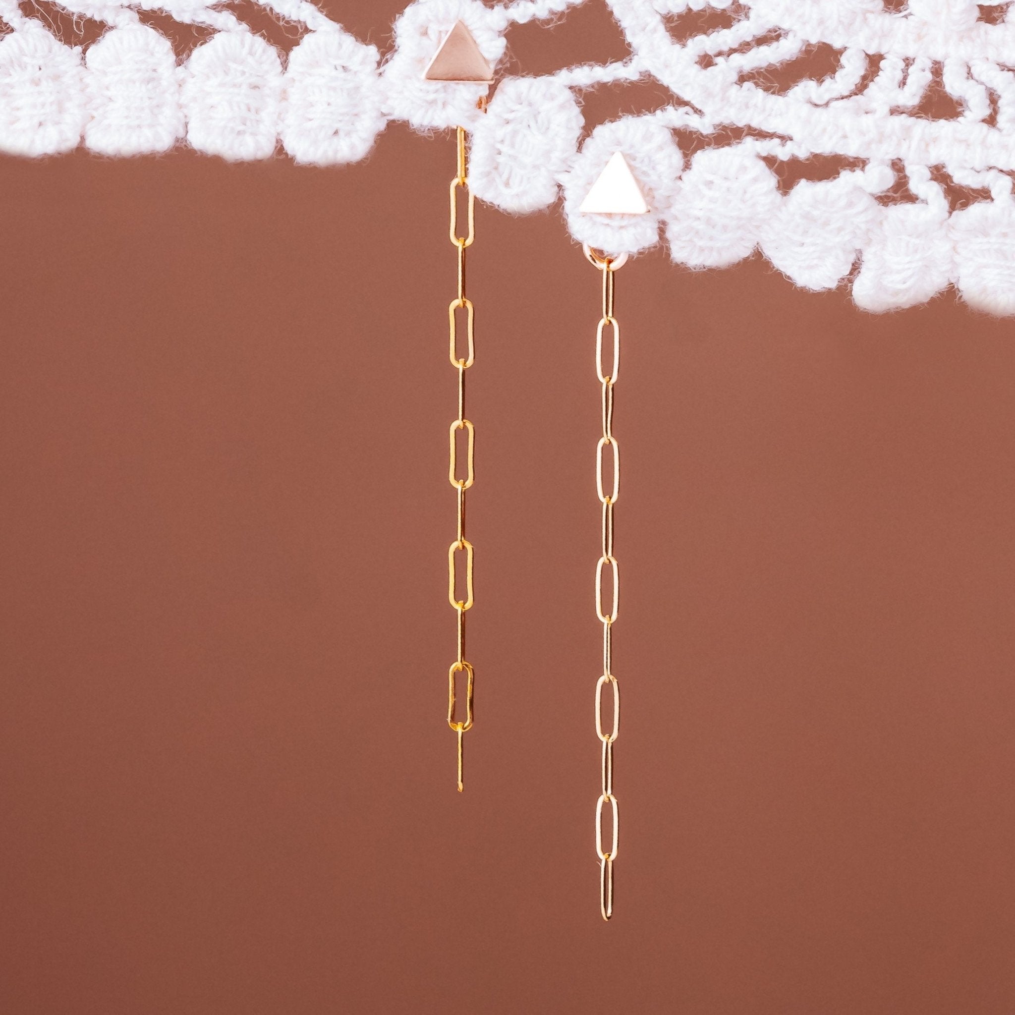 Dainty Rectangle Dangle Gold Earrings Earrings La Vie Bien Dainty Rectangle Dangle Gold Earrings