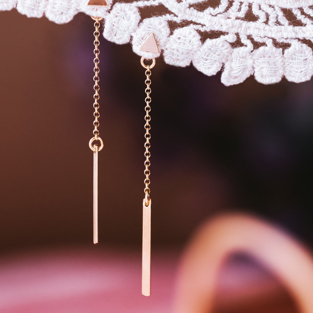 Dainty Rectangle Dangle Gold Earrings Earrings La Vie Bien Dainty Rectangle Dangle Gold Earrings