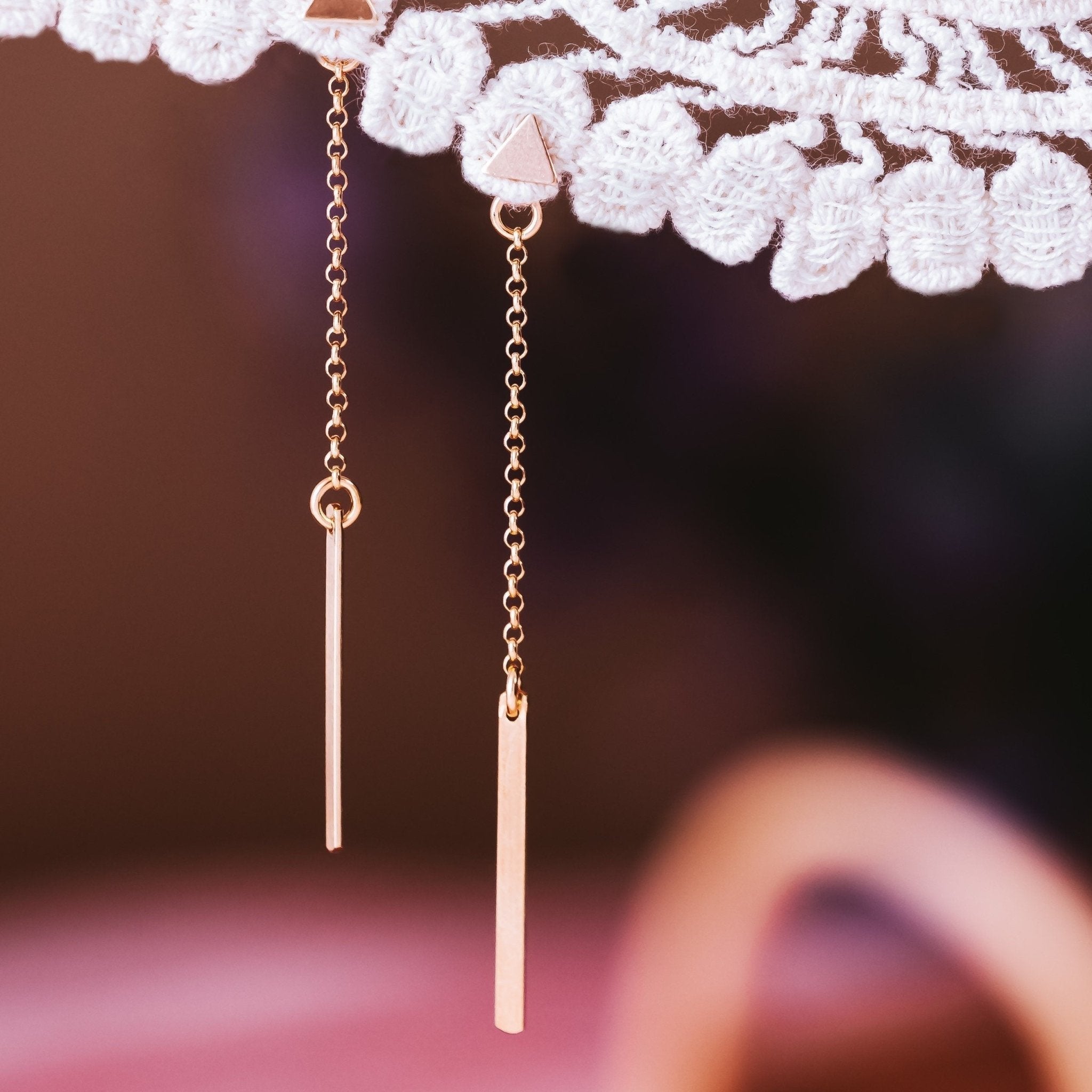 Dainty Rectangle Dangle Gold Earrings Earrings La Vie Bien Dainty Rectangle Dangle Gold Earrings