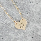 Dainty Star of David Gold Heart Necklace with Austrian Crystals by Salt Sparkle Shalom