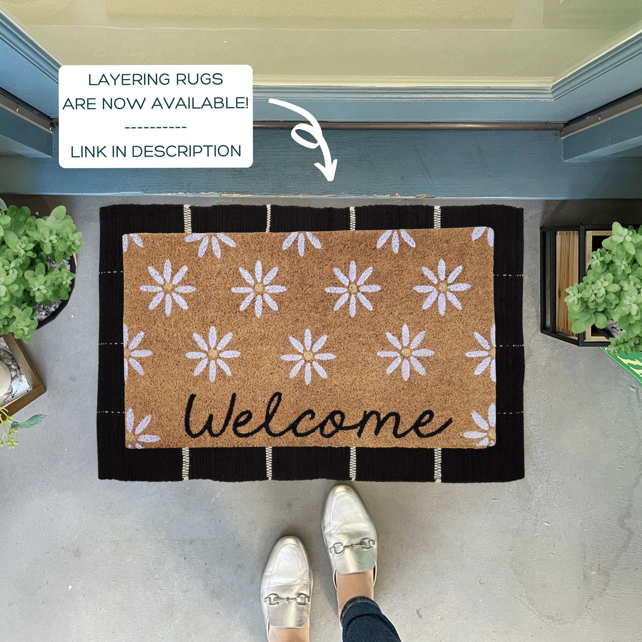 Daisies Pattern Doormat, 18x30 inches by Nickel Designs Custom Doormats