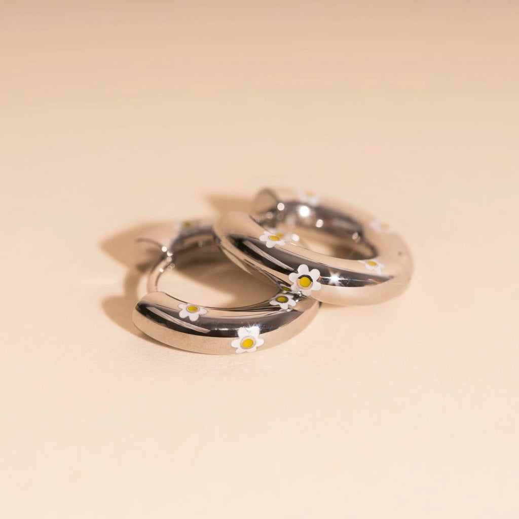 Daisy Chunky Rounded Huggie Hoop Earrings by Oh Clementine