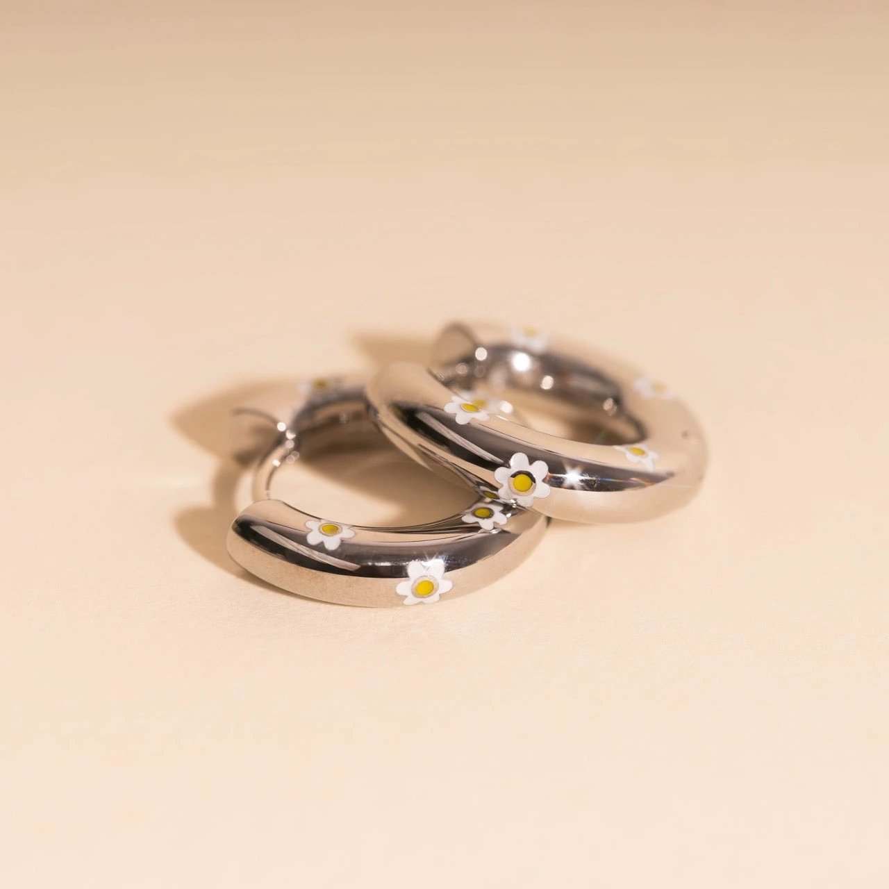Daisy Chunky Rounded Huggie Hoop Earrings by Oh Clementine
