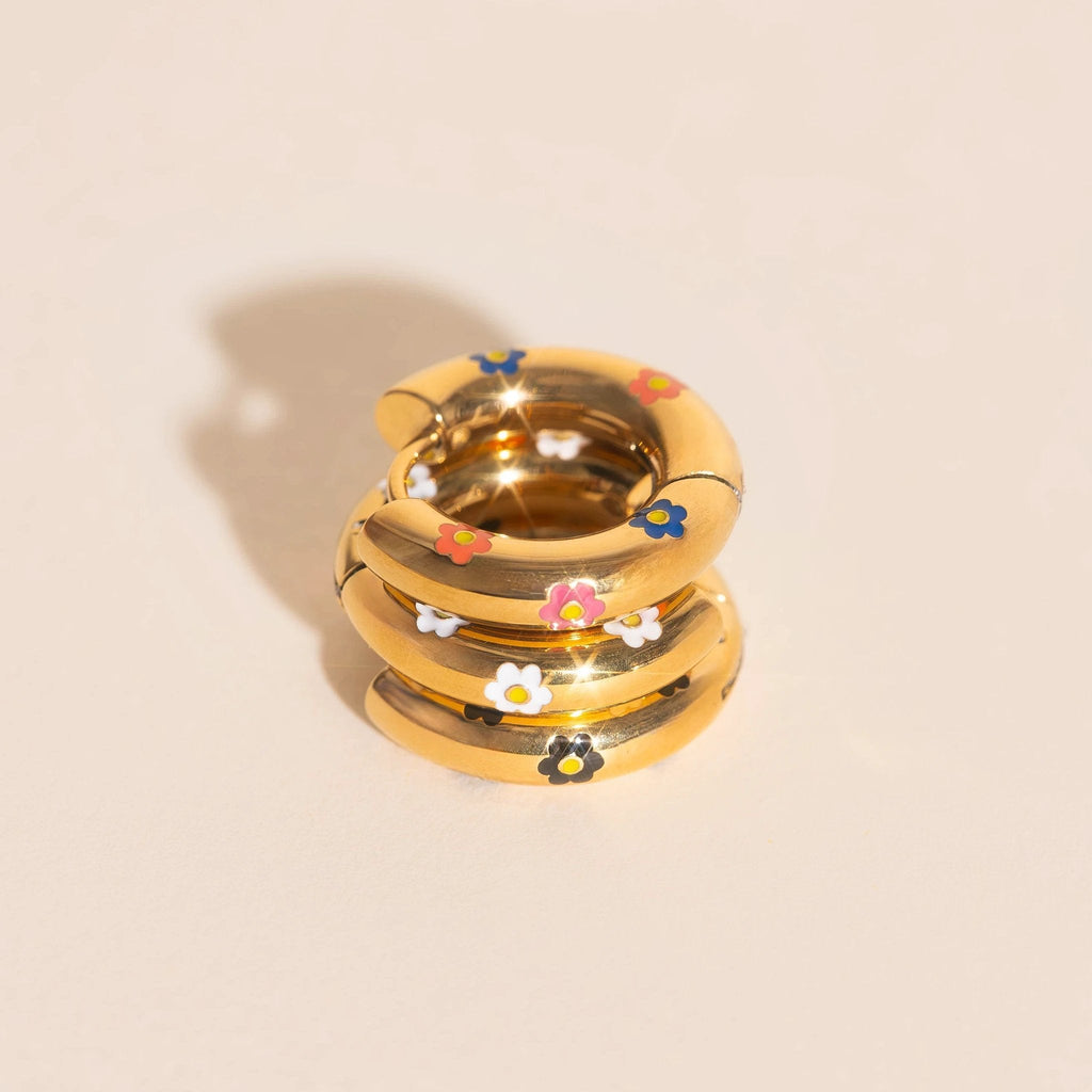 Daisy Chunky Rounded Huggie Hoop Earrings by Oh Clementine