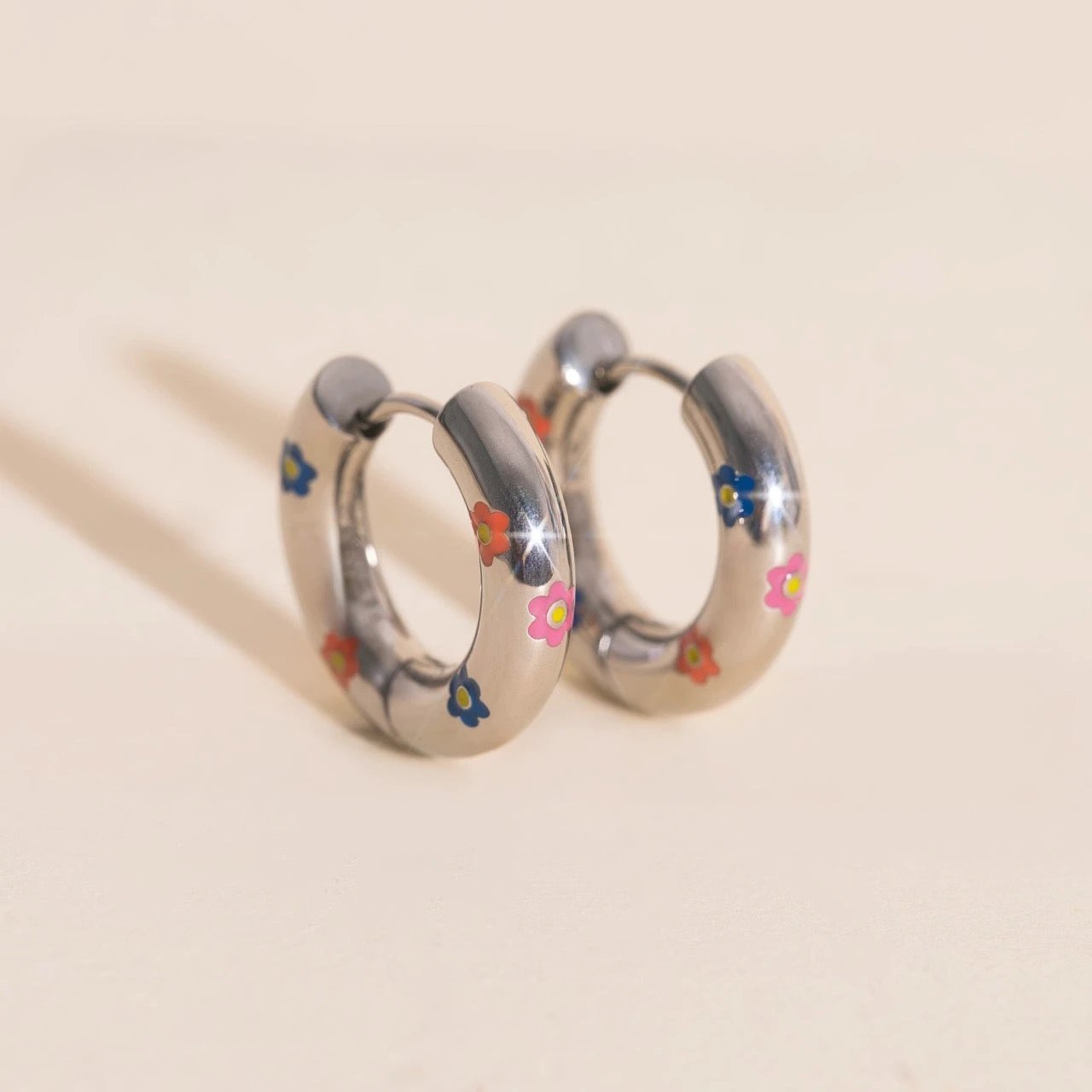 Daisy Chunky Rounded Huggie Hoop Earrings by Oh Clementine