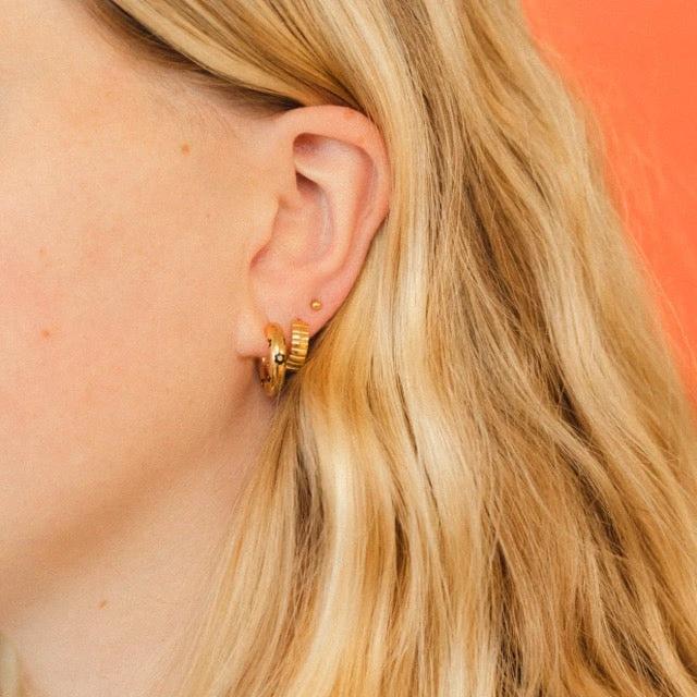 Daisy Chunky Rounded Huggie Hoop Earrings by Oh Clementine