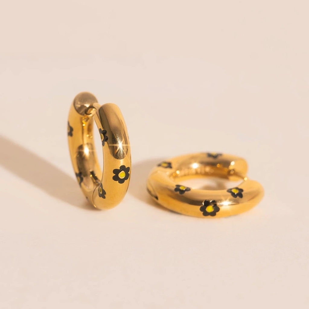 Daisy Chunky Rounded Huggie Hoop Earrings by Oh Clementine