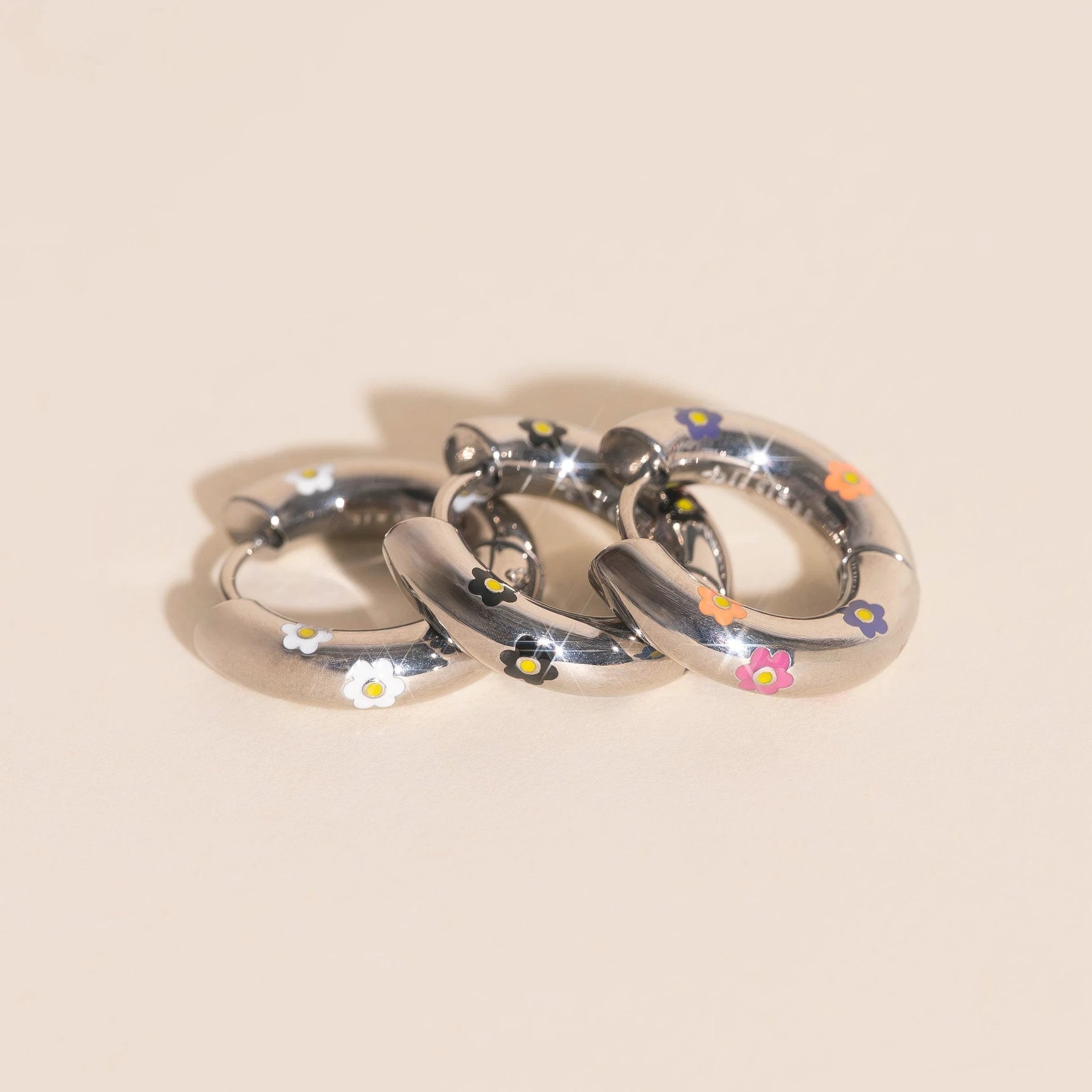 Daisy Chunky Rounded Huggie Hoop Earrings by Oh Clementine