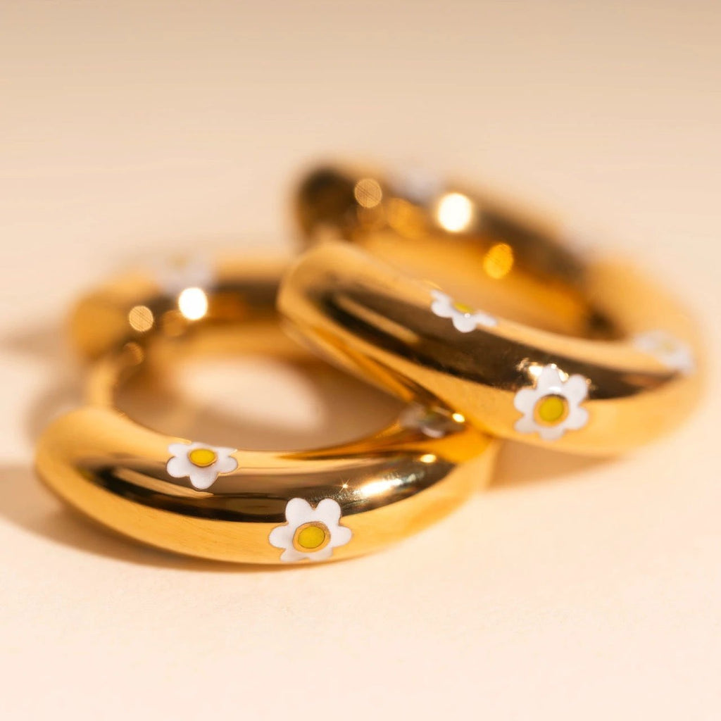 Daisy Chunky Rounded Huggie Hoop Earrings by Oh Clementine