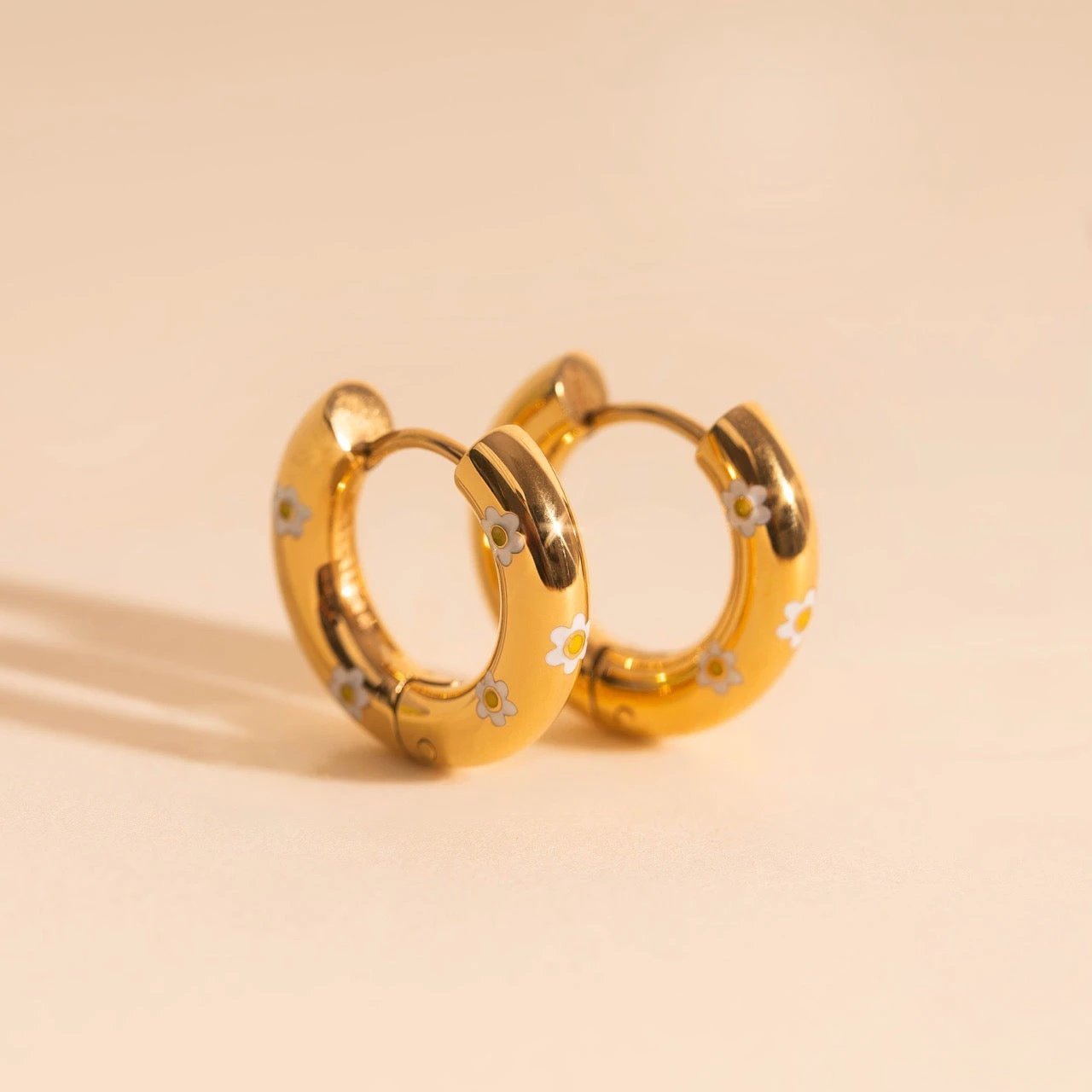 Daisy Chunky Rounded Huggie Hoop Earrings by Oh Clementine