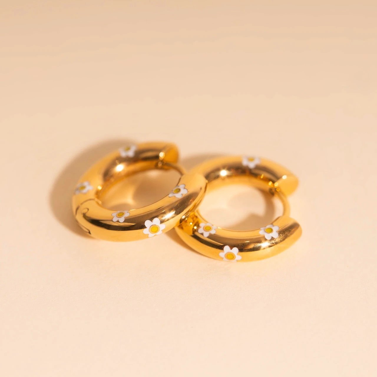 Daisy Chunky Rounded Huggie Hoop Earrings by Oh Clementine