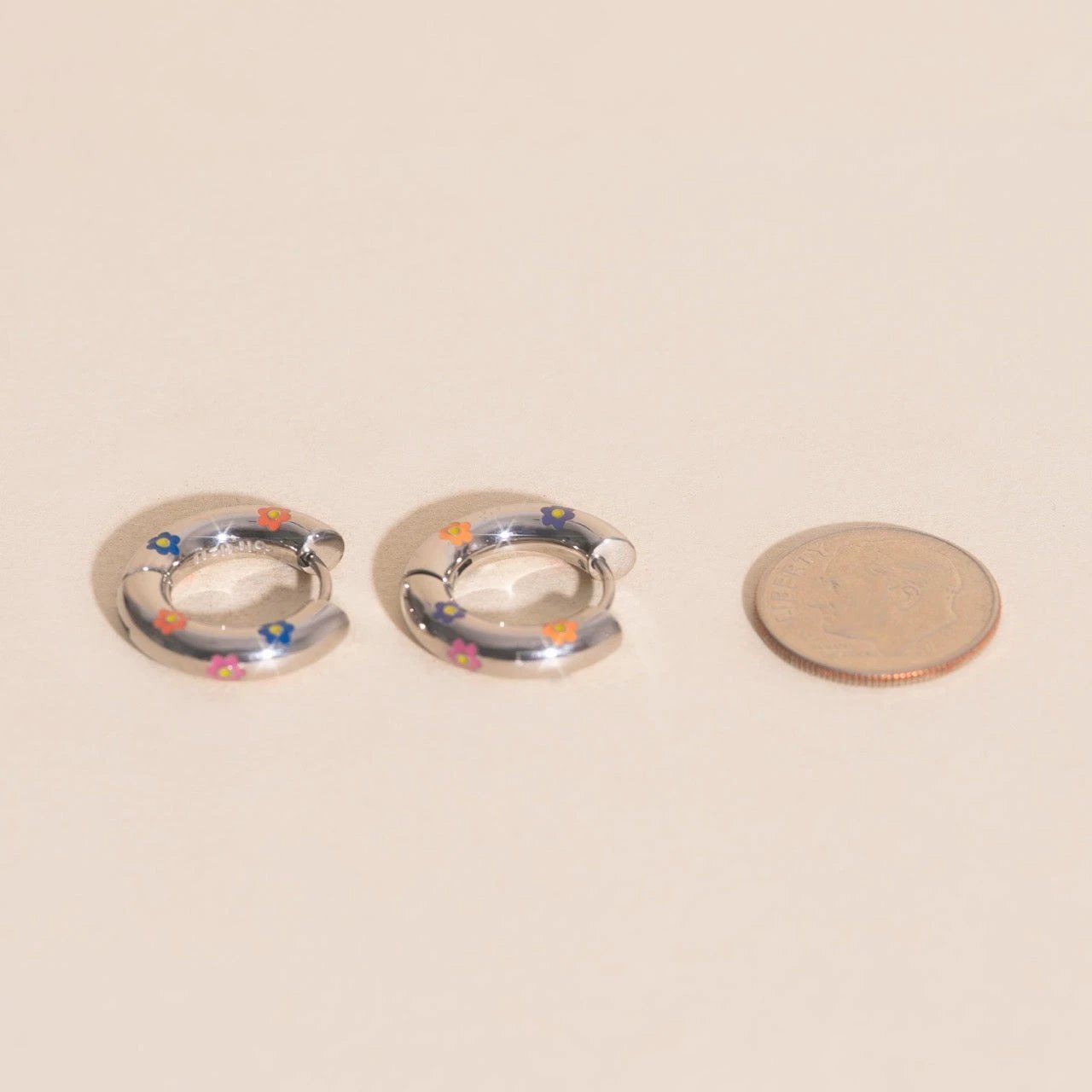 Daisy Chunky Rounded Huggie Hoop Earrings by Oh Clementine