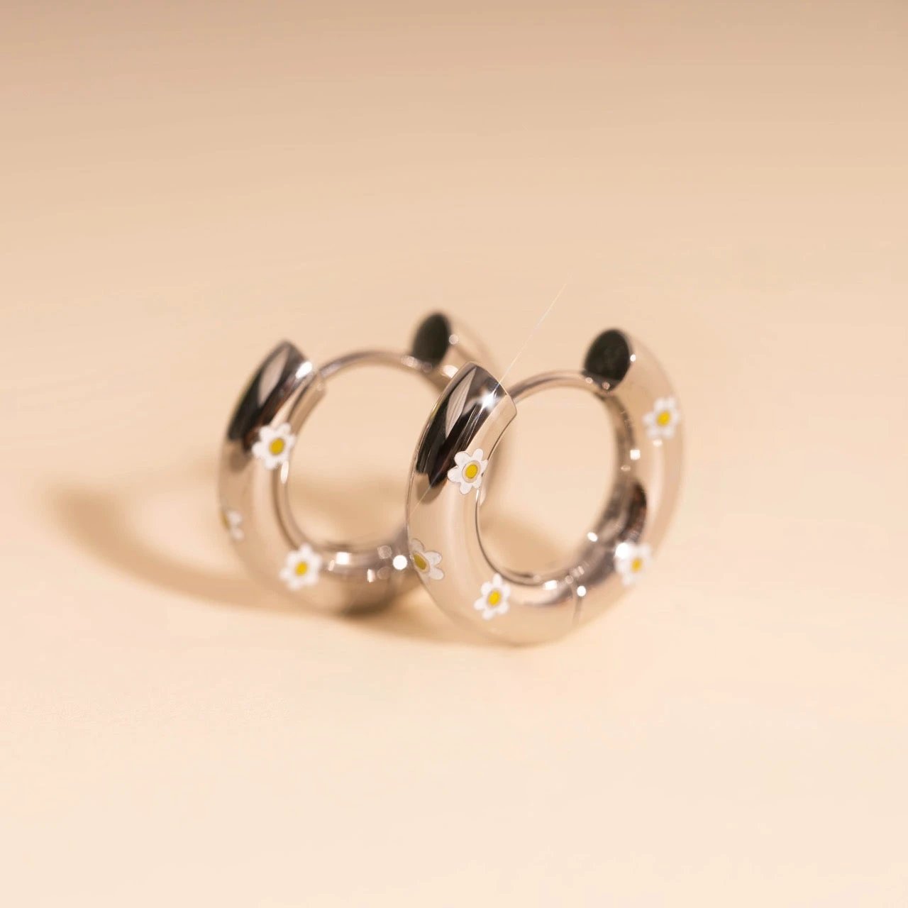 Daisy Chunky Rounded Huggie Hoop Earrings by Oh Clementine