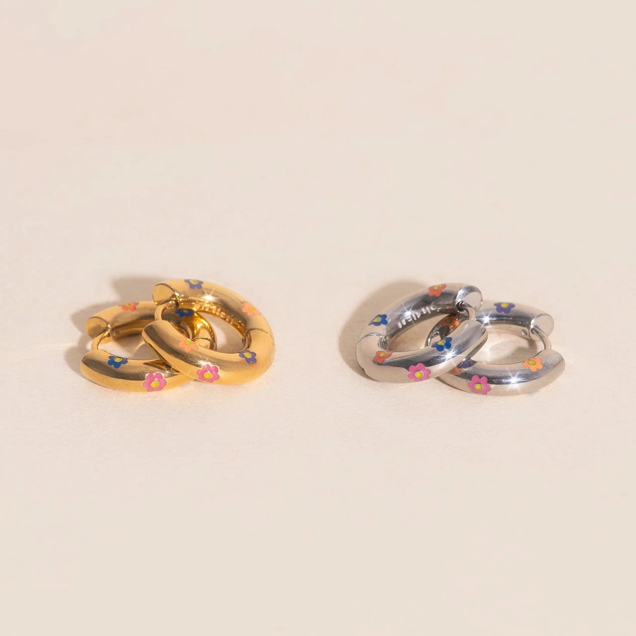 Daisy Chunky Rounded Huggie Hoop Earrings by Oh Clementine