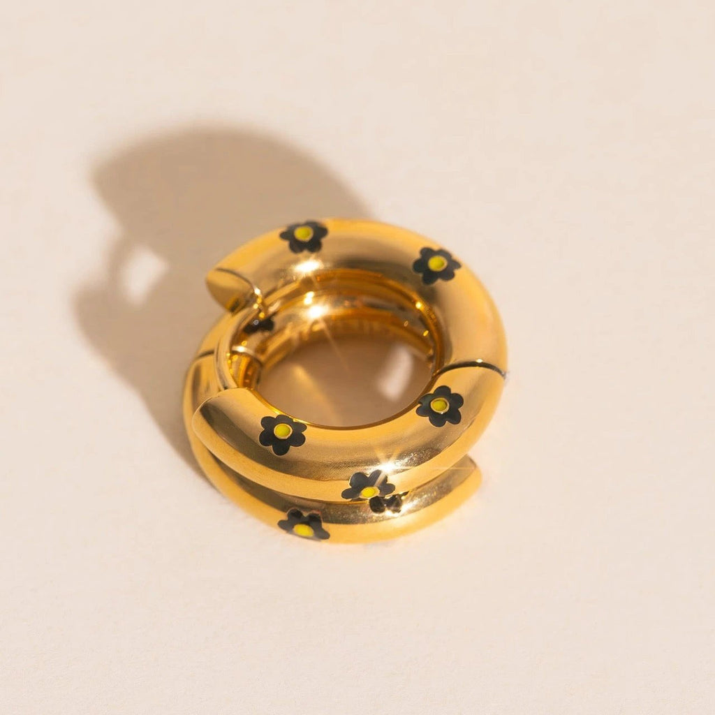 Daisy Chunky Rounded Huggie Hoop Earrings by Oh Clementine