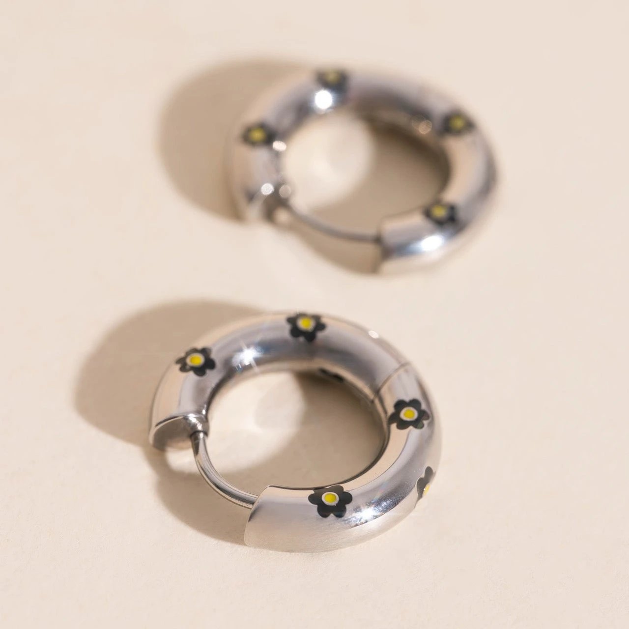 Daisy Chunky Rounded Huggie Hoop Earrings by Oh Clementine