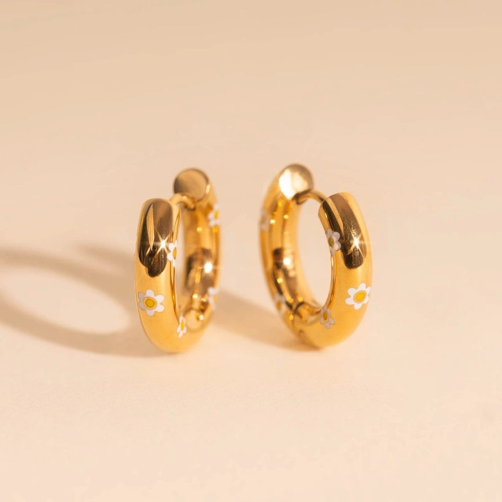Daisy Chunky Rounded Huggie Hoop Earrings by Oh Clementine