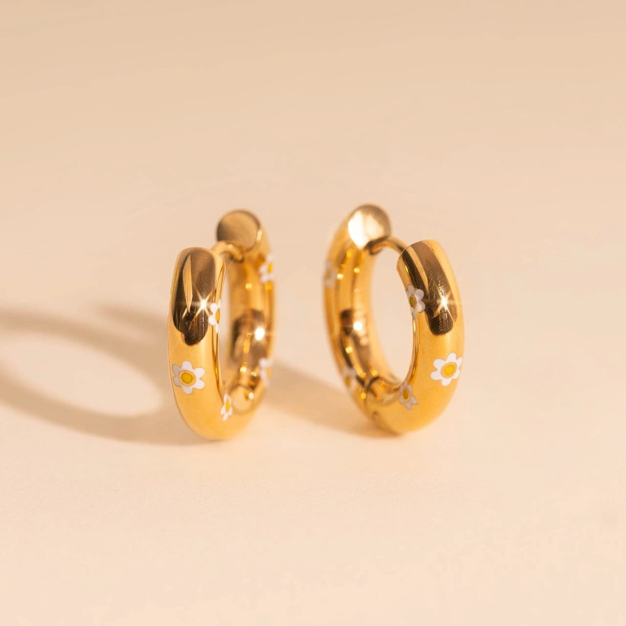 Daisy Chunky Rounded Huggie Hoop Earrings by Oh Clementine