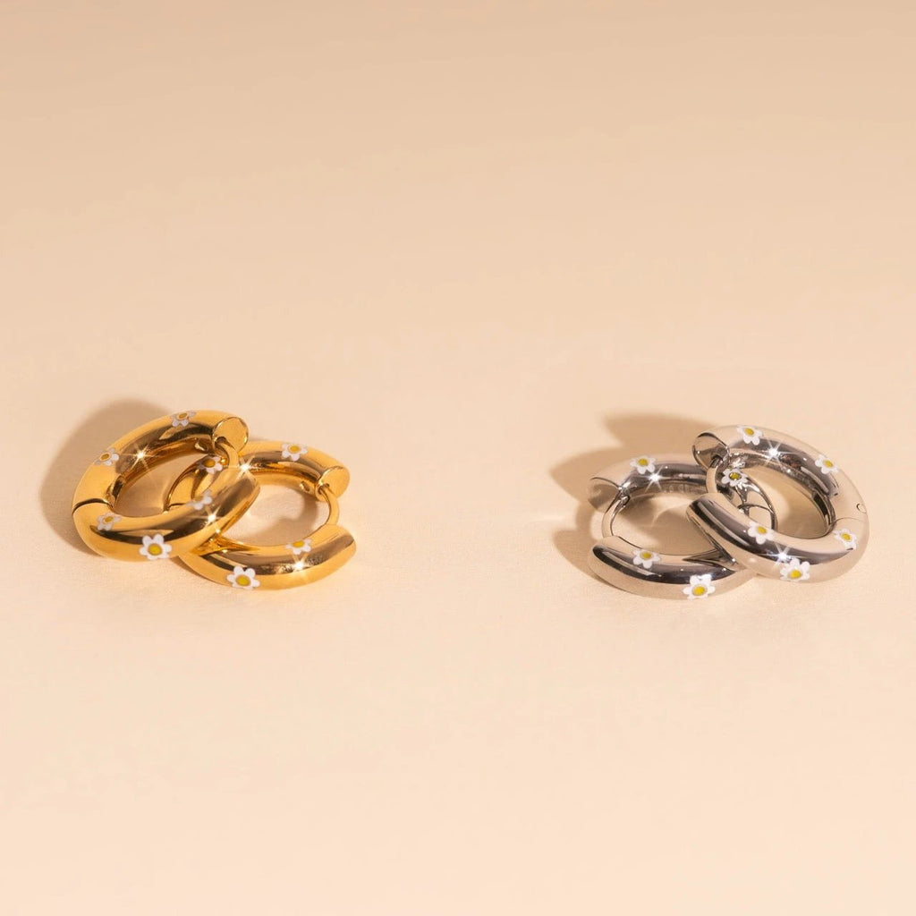 Daisy Chunky Rounded Huggie Hoop Earrings by Oh Clementine