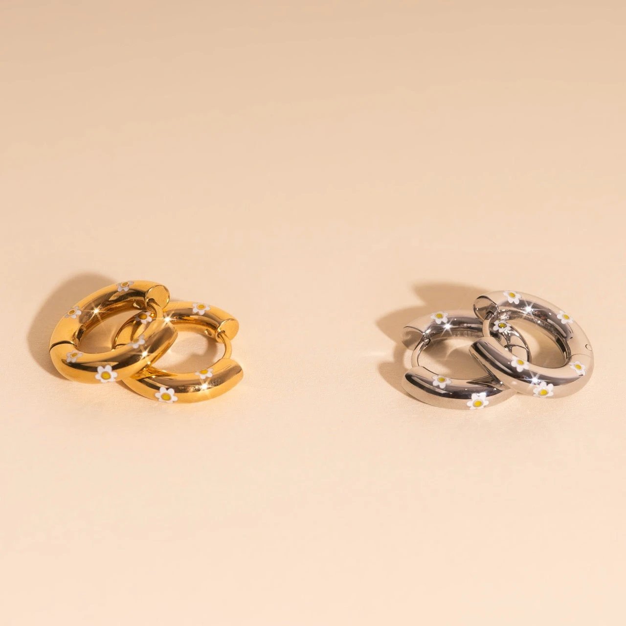 Daisy Chunky Rounded Huggie Hoop Earrings by Oh Clementine