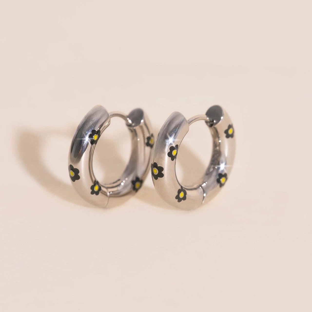 Daisy Chunky Rounded Huggie Hoop Earrings by Oh Clementine