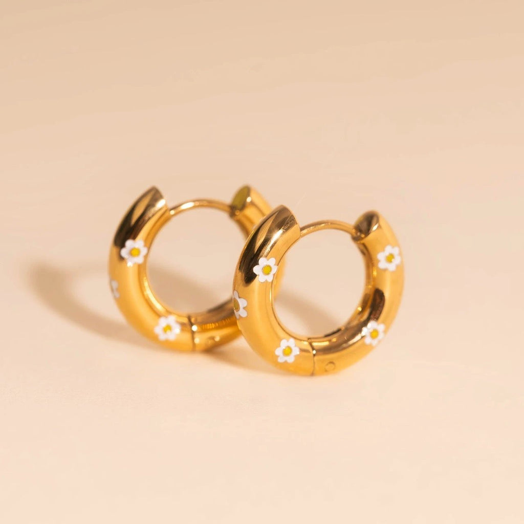 Daisy Chunky Rounded Huggie Hoop Earrings by Oh Clementine