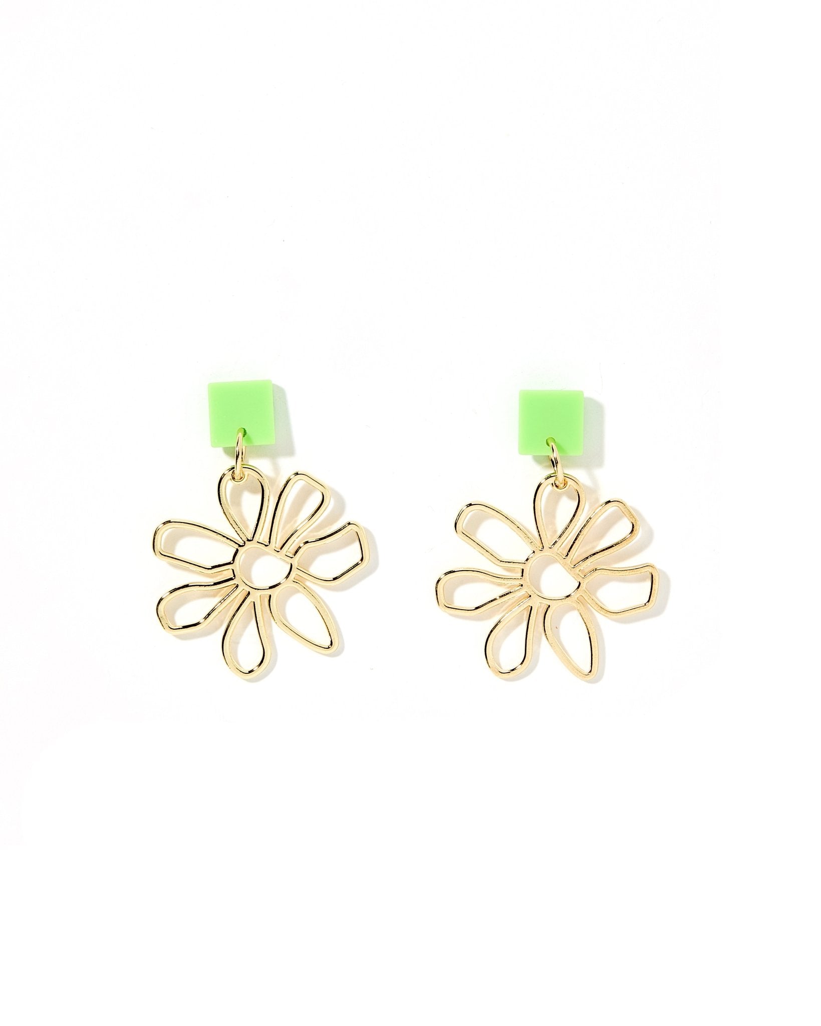 Daisy Statement Earrings - Green