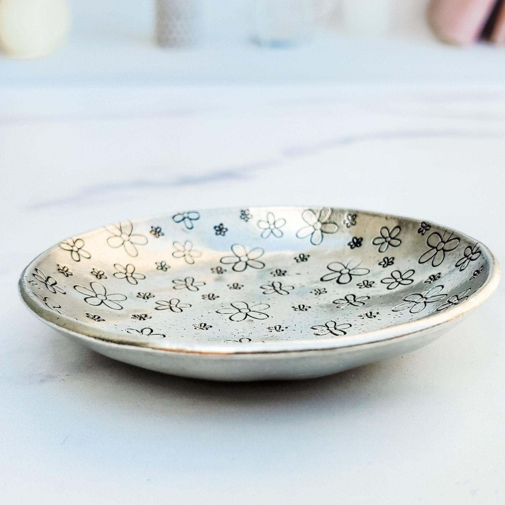 Daisy Pewter Ring Dish Home Decor La Vie Bien Daisy Pewter Ring Dish