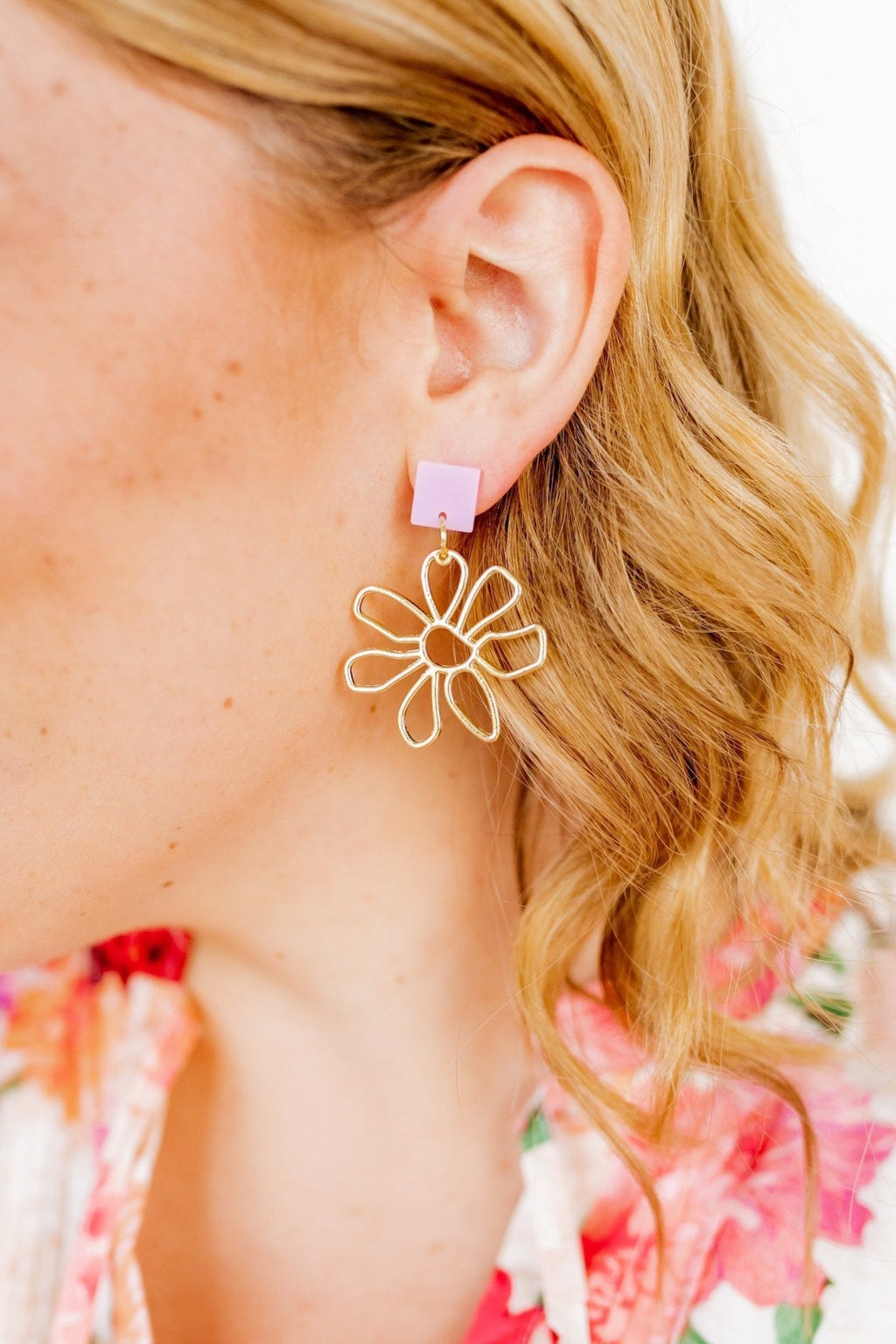 Daisy Statement Earrings - Purple