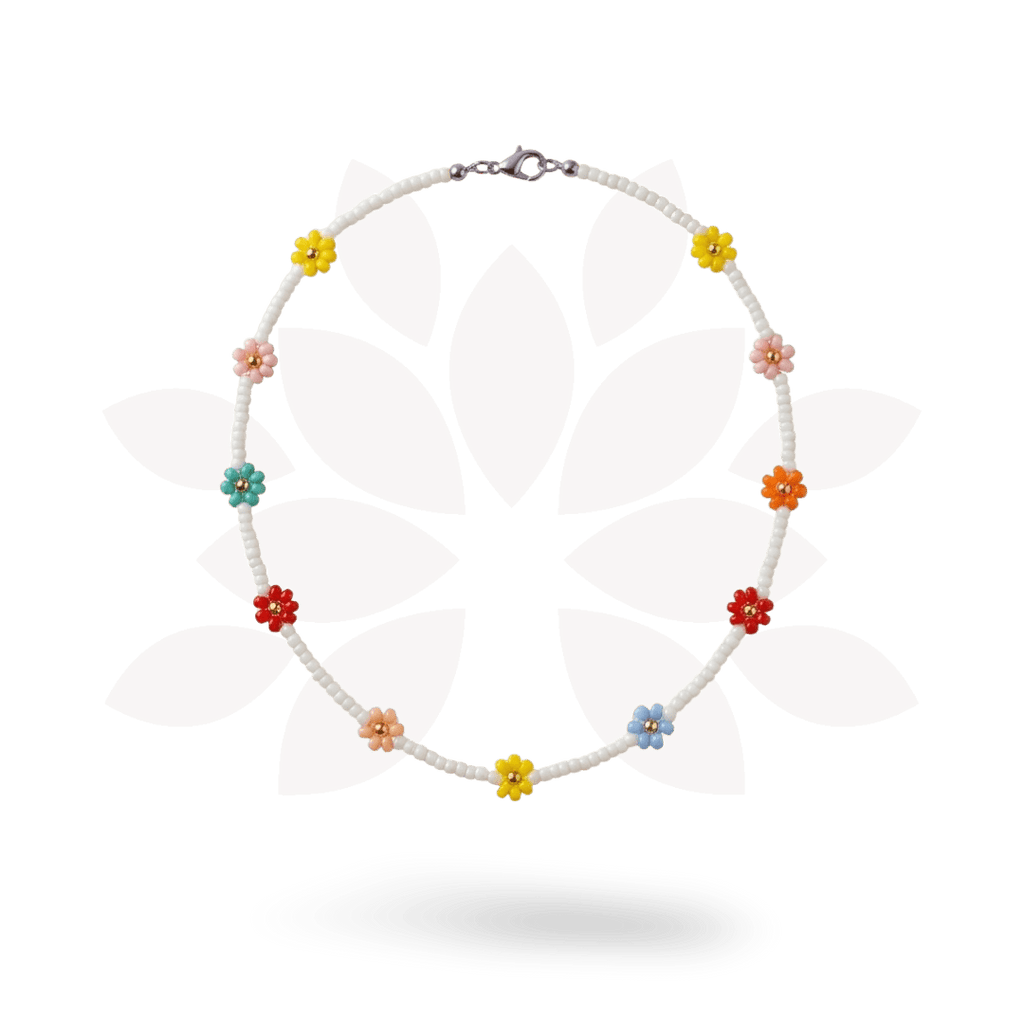 Daisy Seed Bead Floral Boho Choker - Guatemala Bracelets La Vie Bien Daisy Seed Bead Floral Boho Choker - Guatemala