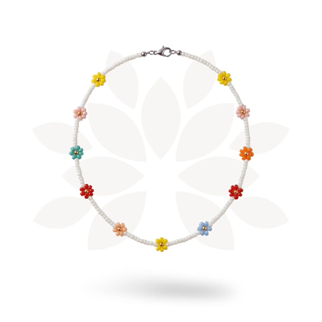 Daisy Seed Bead Floral Boho Choker - Guatemala Bracelets La Vie Bien Daisy Seed Bead Floral Boho Choker - Guatemala