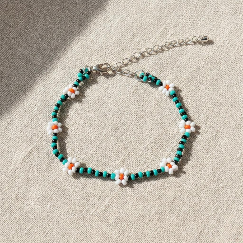Daisy Seed Bead Flower Boho Bracelet - Guatemala Bracelets La Vie Bien Daisy Seed Bead Flower Boho Bracelet - Guatemala