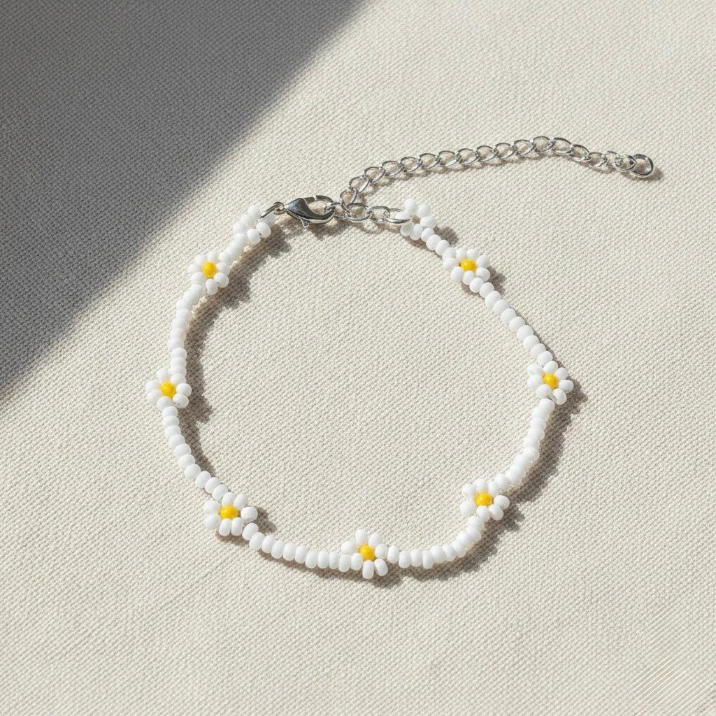 Daisy Seed Bead Flower Boho Bracelet - Guatemala Bracelets La Vie Bien Daisy Seed Bead Flower Boho Bracelet - Guatemala