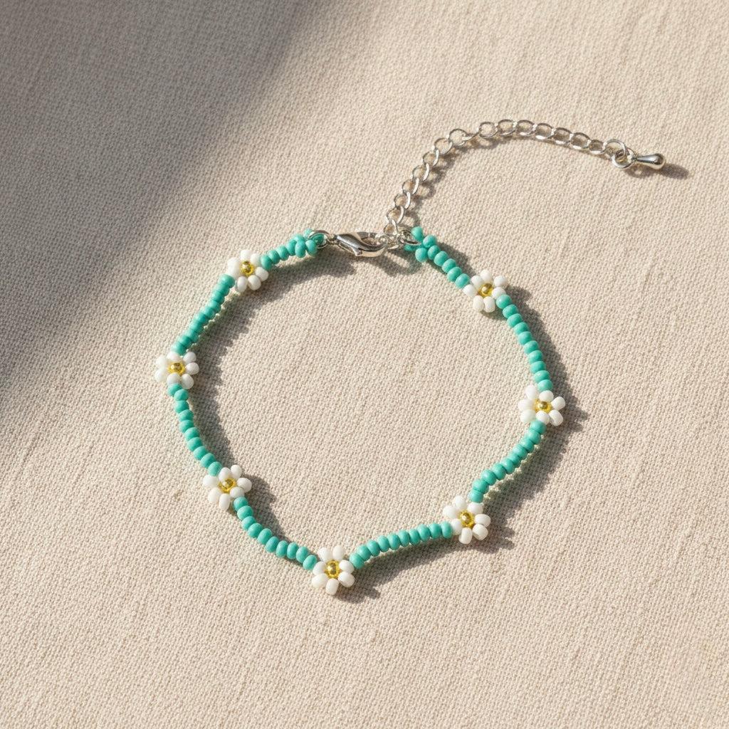 Daisy Seed Bead Flower Boho Bracelet - Guatemala Bracelets La Vie Bien Daisy Seed Bead Flower Boho Bracelet - Guatemala