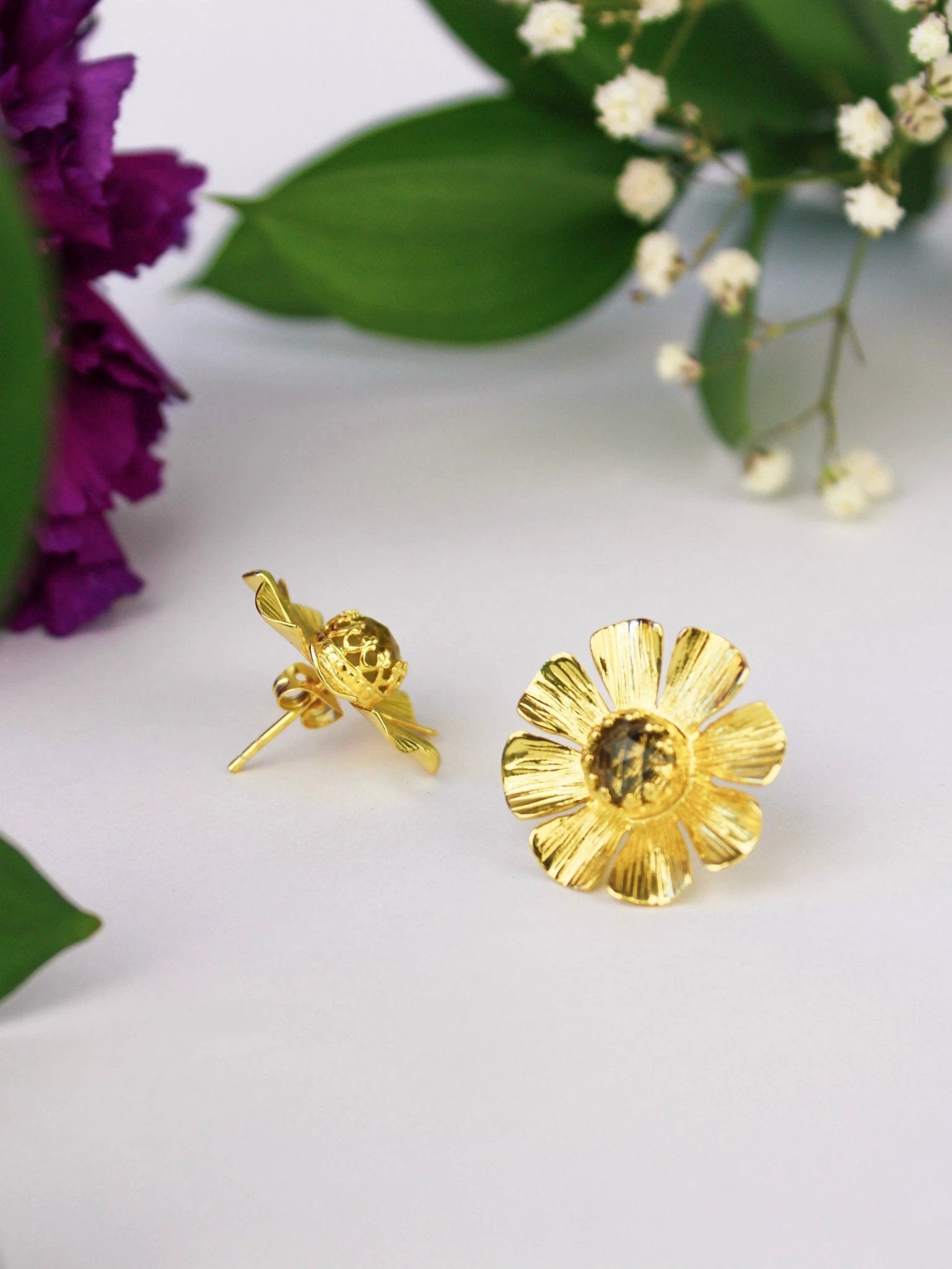 Daisy Statement Stud Earrings by Ash & Rose