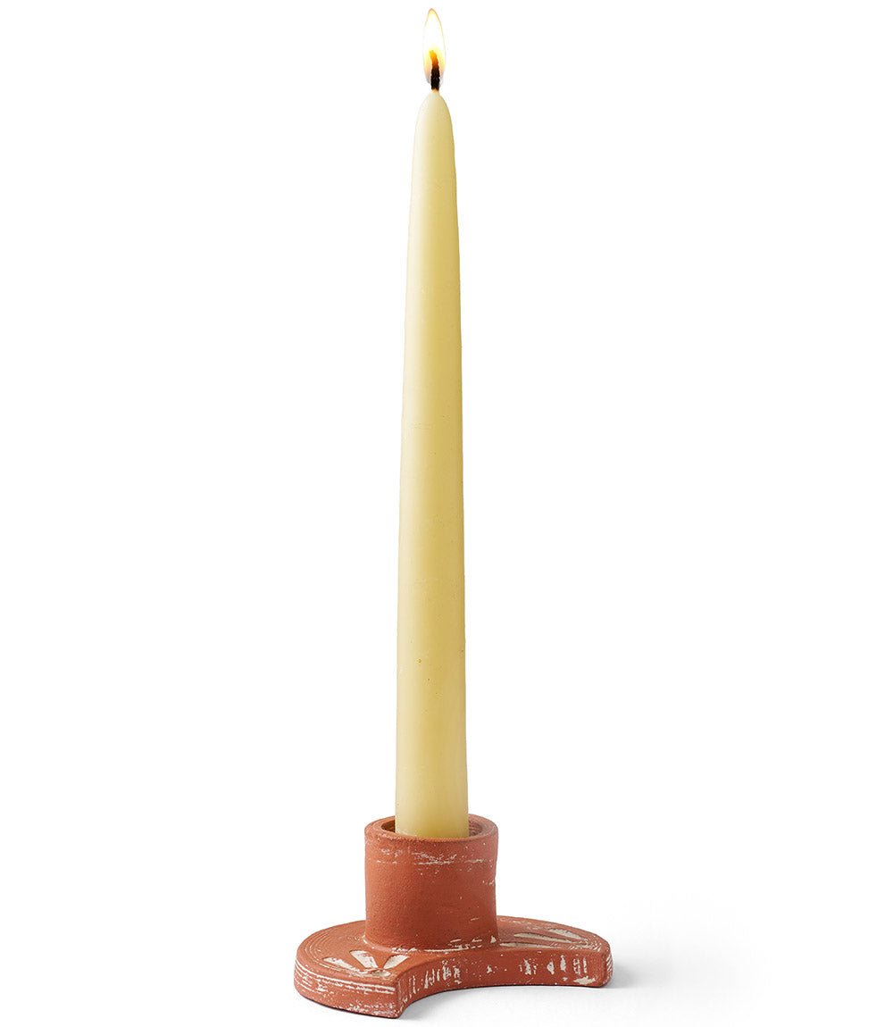 Daksha Crescent Moon Taper Candle Holder - terracotta HME stock line La Vie Bien Daksha Crescent Moon Taper Candle Holder - terracotta