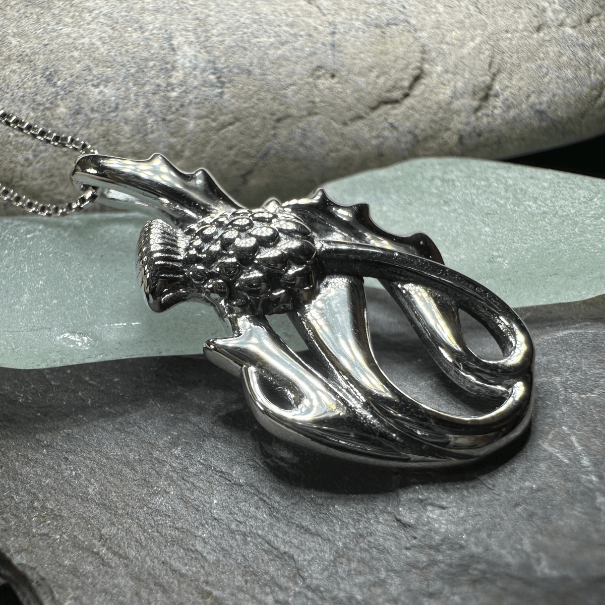 Daleina Scottish Thistle Necklace in Sterling Silver Pendant La Vie Bien Daleina Scottish Thistle Necklace in Sterling Silver