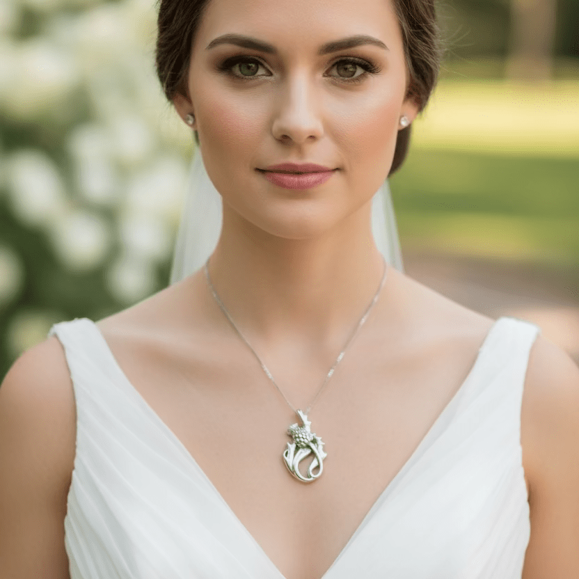 Daleina Scottish Thistle Necklace in Sterling Silver Pendant La Vie Bien Daleina Scottish Thistle Necklace in Sterling Silver