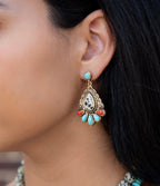 Dalmatian Jasper Colorful Golden Drop Earrings Earrings La Vie Bien Dalmatian Jasper Colorful Golden Drop Earrings