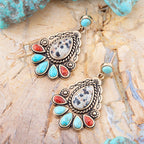 Dalmatian Jasper Colorful Golden Drop Earrings Earrings La Vie Bien Dalmatian Jasper Colorful Golden Drop Earrings