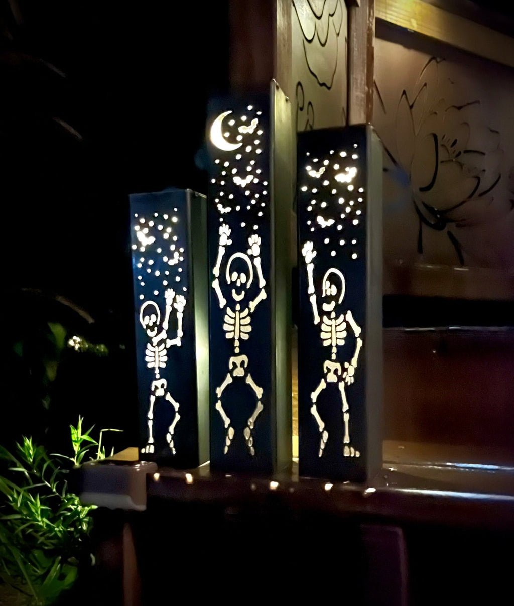 Dancing Bones Solar Tube Lights - Skeletons - Steel