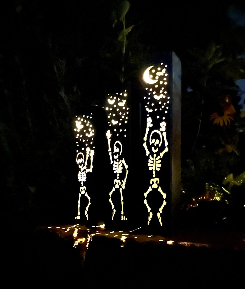 Dancing Bones Solar Tube Lights - Skeletons - Steel