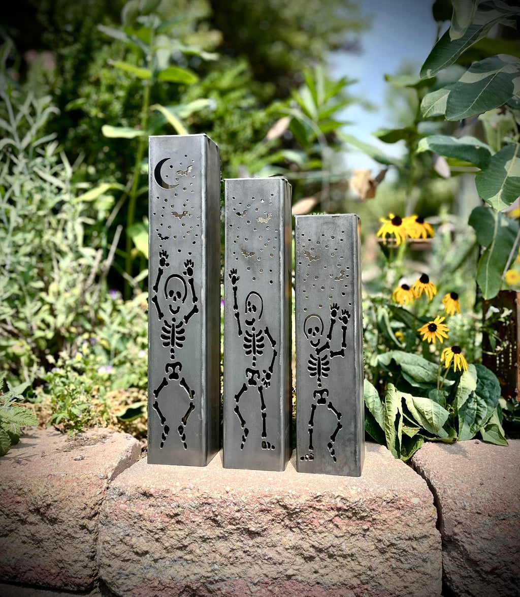 Dancing Bones Solar Tube Lights - Skeletons - Steel