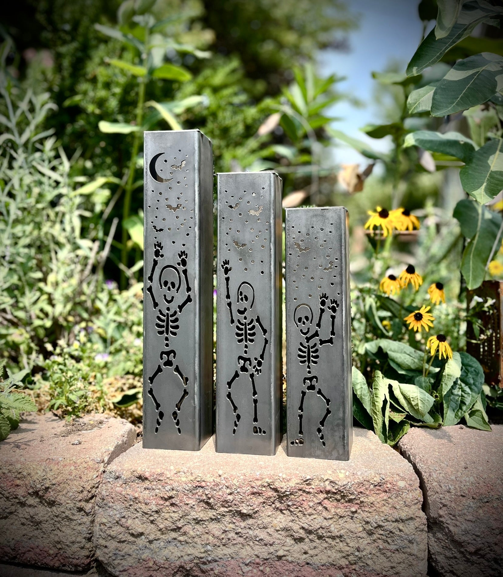 Dancing Bones Solar Tube Lights - Skeletons - Steel